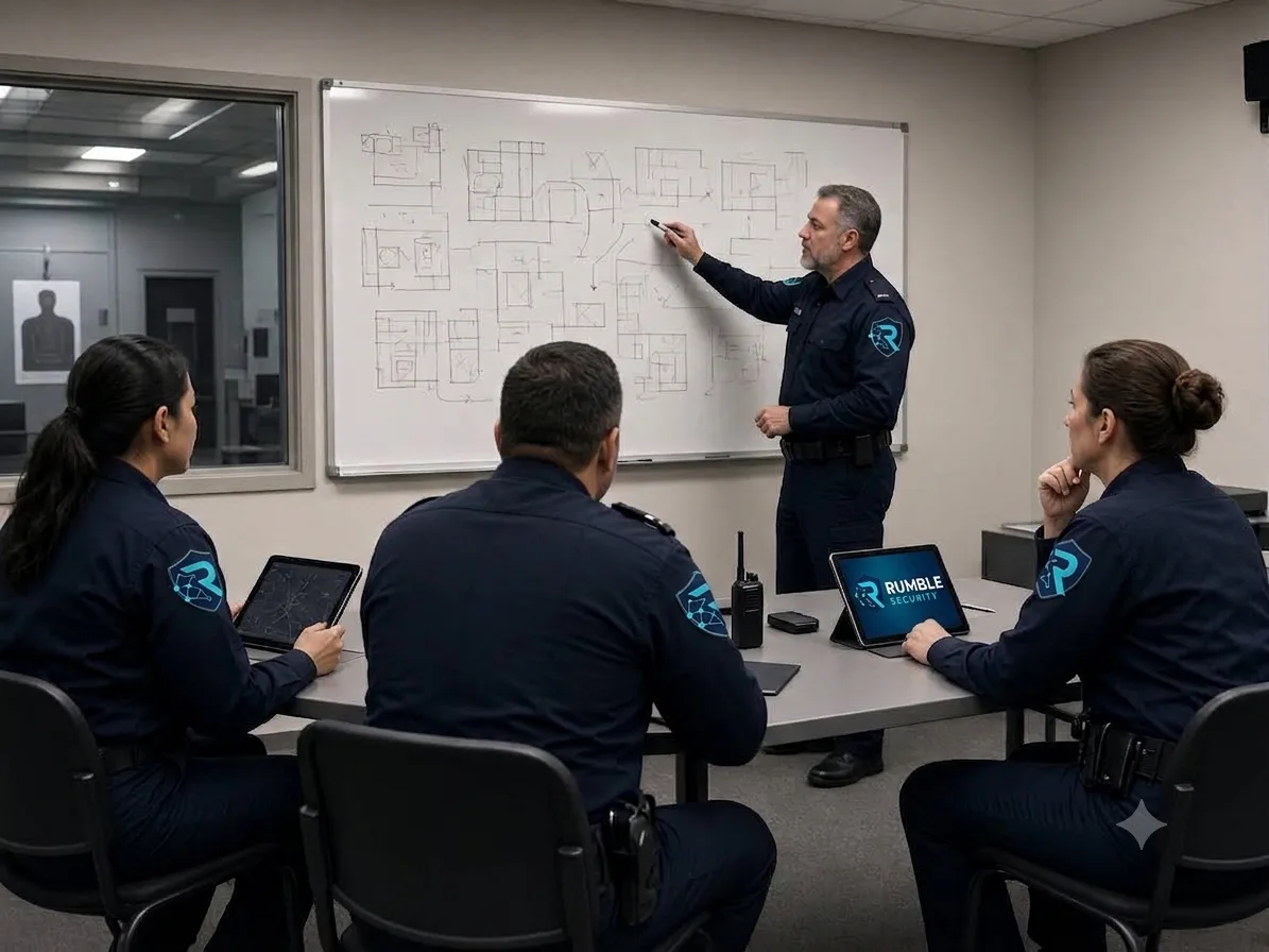 Officers in professional security training session