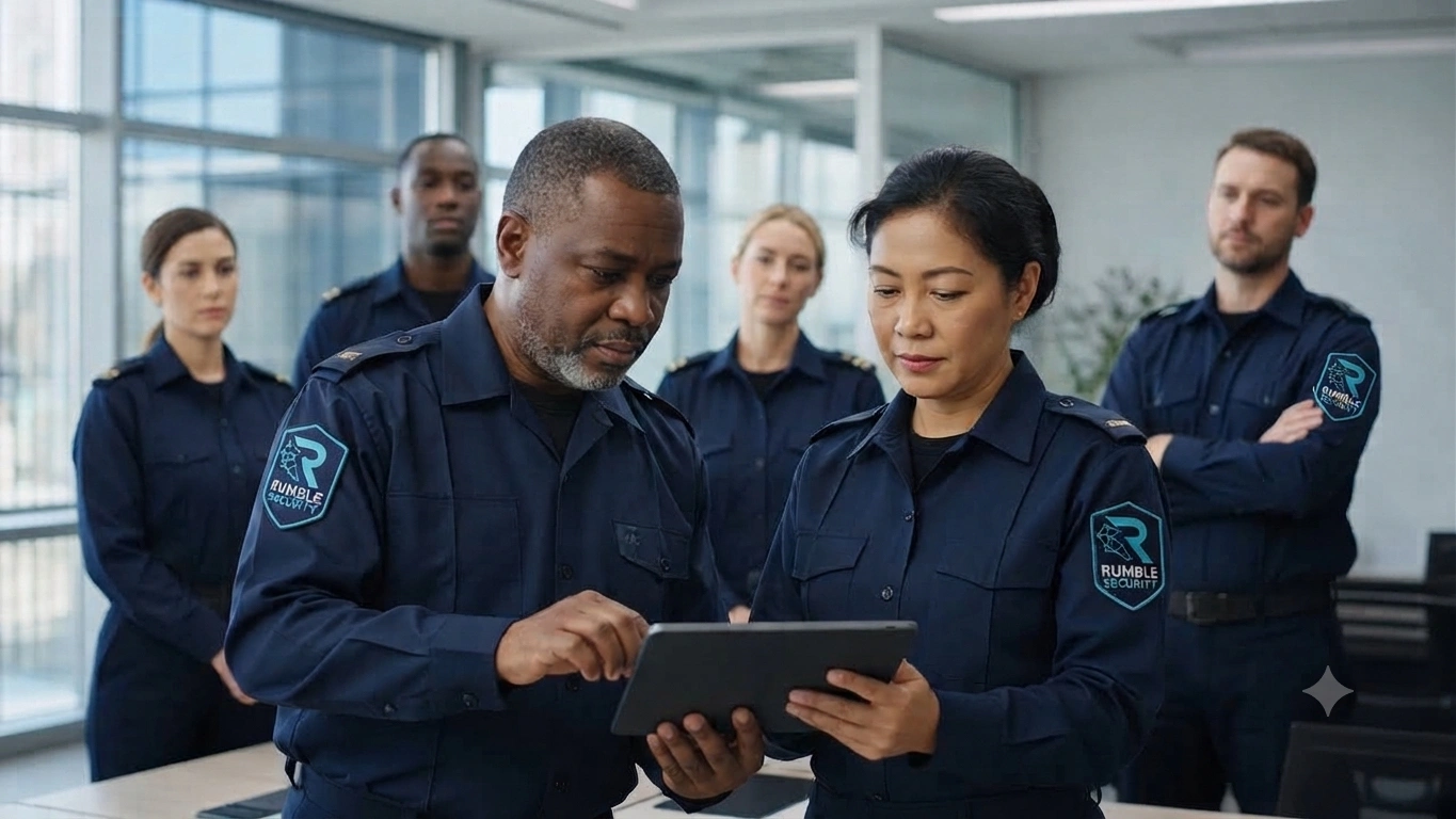 Professional security workforce team ready for assignment